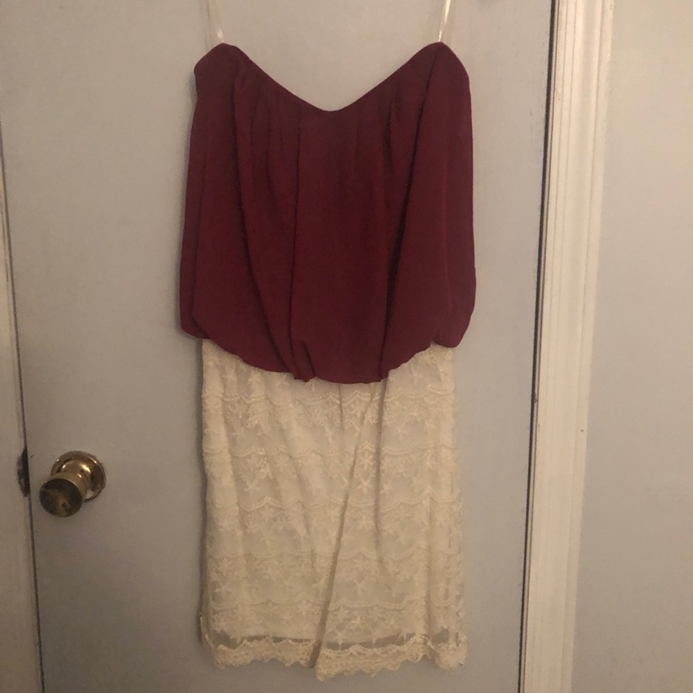 Strapless bodycon lace at the bottom dress